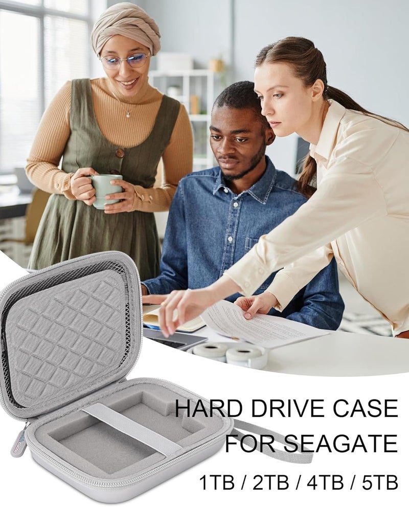 stukcaze External Hard Drive Case for Seagate 1TB 2TB 4TB 5TB HDD Hard Drives EVA Portable Carrying Case - Silver - Image 2